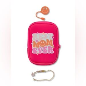 Tumbler 3 pc Set Best Mom Ever Bag, Straw Topper, And Chain. New